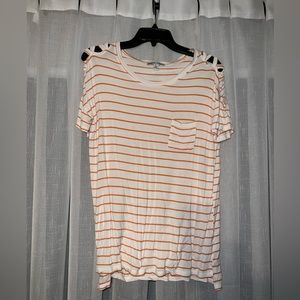 Striped orange and white size large tee